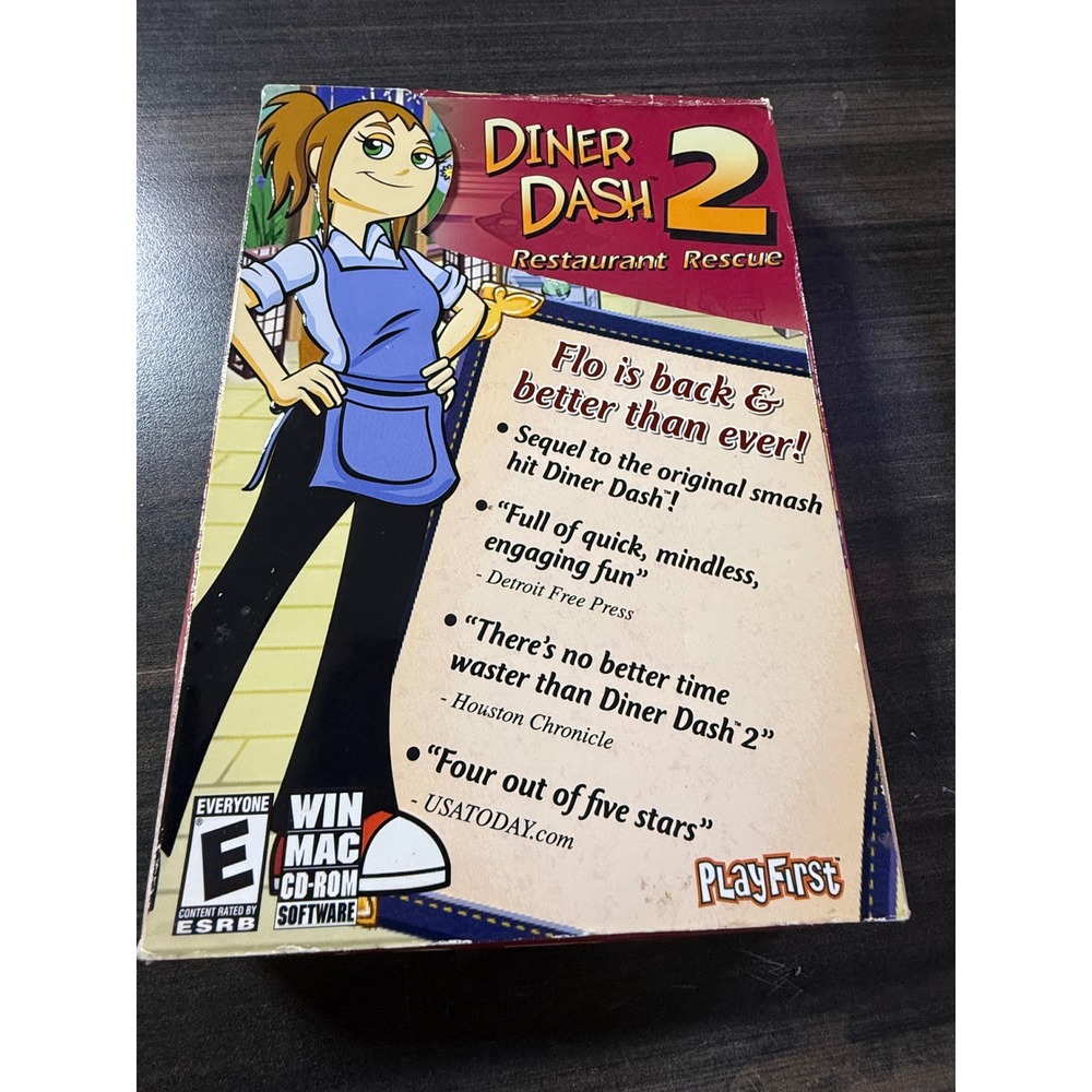 Diner Dash 2 Restaurant Rescue PC Mac CD-ROM PlayFirst Casual Strategy Game Flo